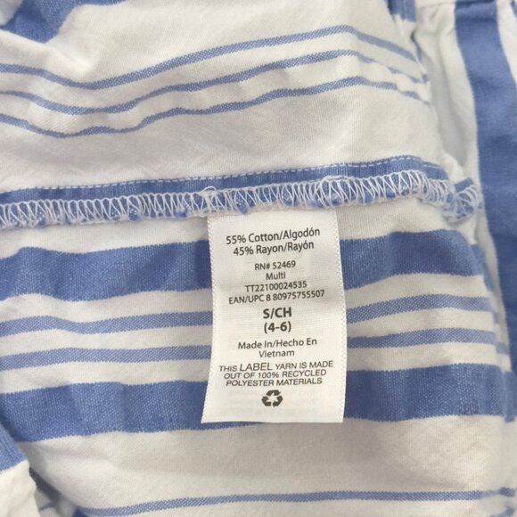 Blue & White Striped Ruffle Sleeveless A-Line Dress By Time And Tru Size S (4-6) - Picture 4 of 9